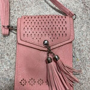Pink Crossbody Bag with Tassels